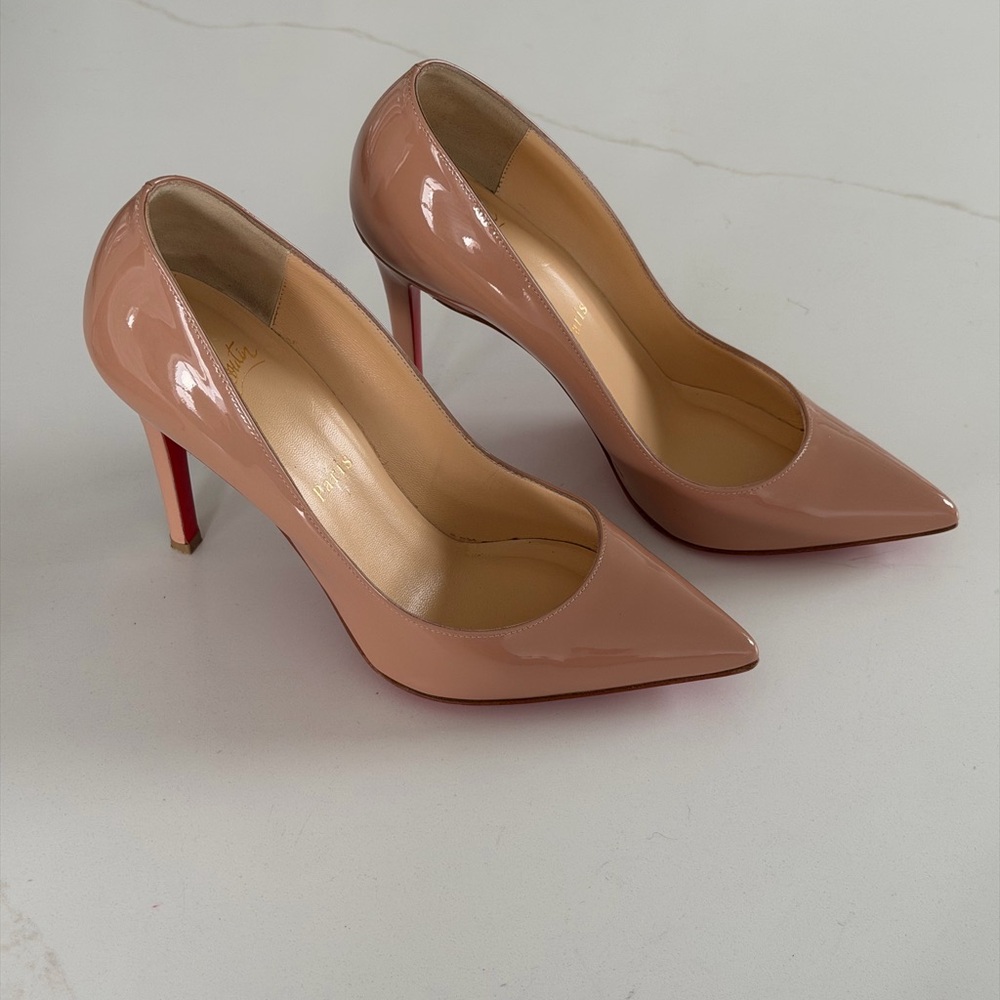 Christian Louboutin Pigalle 100 Nude Patent Leather Pumps 36.5/US 6